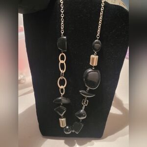 Chicos vintage statement piece black  Gold Tone necklace